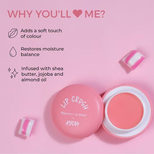 Nykaa Lip Crush Macaron Lip Balm - Strawberry (Pack Of 1) - Image 5