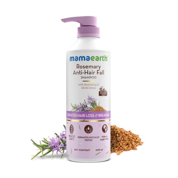 Mamaearth Rosemary Anti-Hair Fall Shampoo with Rosemary & Methi Dana for Reducing Hair Loss & Breakage | Gives up to 94% Stronger Hair | Up to 93% Less Hair Fall |Sulphate Free Shampoo |For Men and Women | 600 ml - Image 2