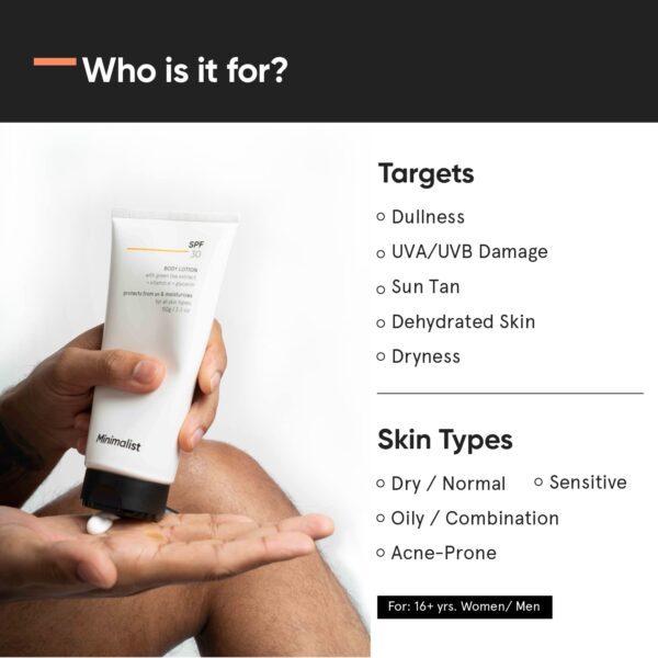 Minimalist SPF 30 Body Sunscreen, UVA & UVB Protection | Nourishing Lotion | Broad Spectrum PA+++ Sunscreen for All Skin Types | For Men & Women | 150 g - Image 5