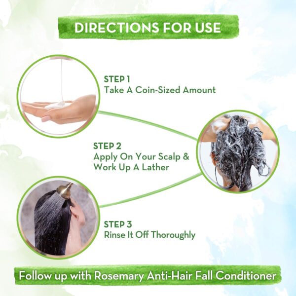 Mamaearth Rosemary Anti-Hair Fall Shampoo with Rosemary & Methi Dana for Reducing Hair Loss & Breakage | Gives up to 94% Stronger Hair | Up to 93% Less Hair Fall |Sulphate Free Shampoo |For Men and Women | 600 ml - Image 4