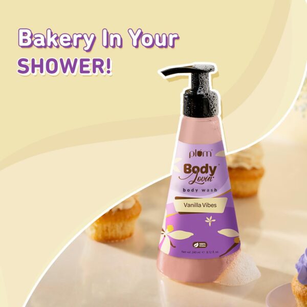Plum Bodylovin' Vanilla Vibes Body Wash | SLS-Free Creamy Body Wash for Women | Shower Gel with Long Lasting Vanilla Fragrance | Aloe-Infused Nourishing Body Cleanser for Soft & Smooth Skin - 240ml - Image 2