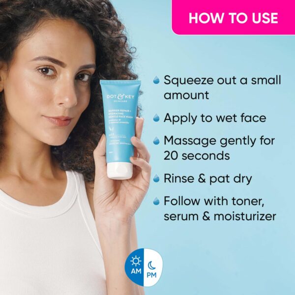 DOT & KEY Barrier Repair + Hydrating Gentle Face Wash With Probiotic|Ceremide Face Wash|Face Wash For Dry Skin,Normal Skin&Sensitive Skin|Gently Cleanses Skin From Dirt&Oil For Unisex,100Ml - Image 6