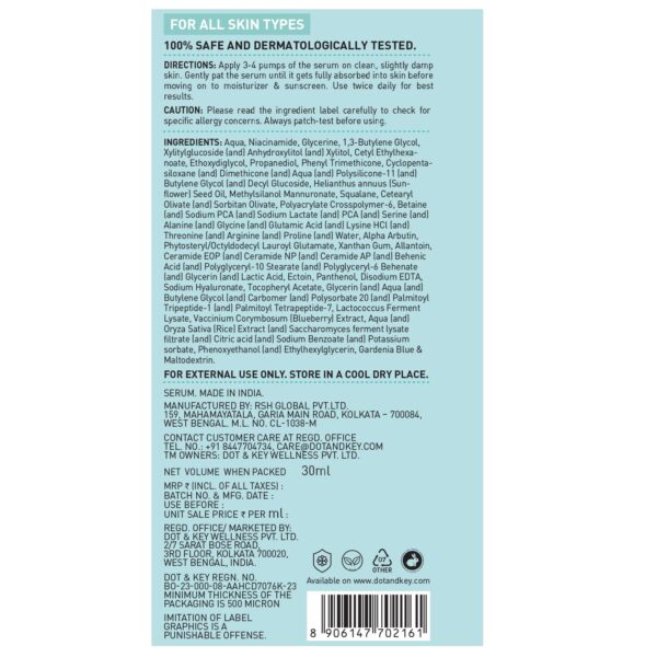 Dot & Key Blueberry Hydrate 12% Barrier Boost Serum with 7 Ceramides | Niacinamide & Hyaluronic Acid, Reduces Dark Spots, Brightens Skin, Provides Intense Hydration & Repairs Skin Barrier | 30ml - Image 8