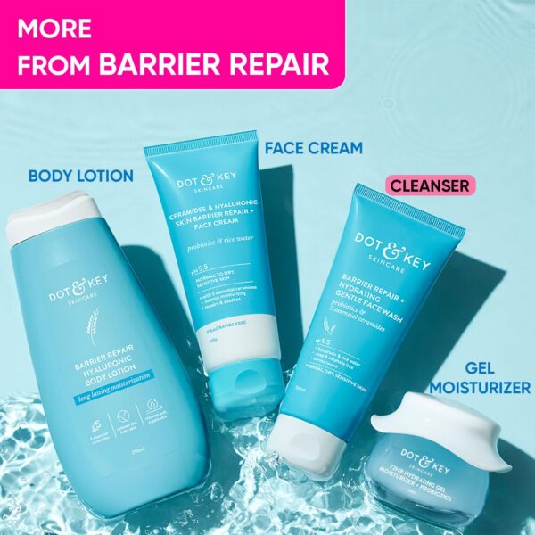 DOT & KEY Barrier Repair + Hydrating Gentle Face Wash With Probiotic|Ceremide Face Wash|Face Wash For Dry Skin,Normal Skin&Sensitive Skin|Gently Cleanses Skin From Dirt&Oil For Unisex,100Ml - Image 7