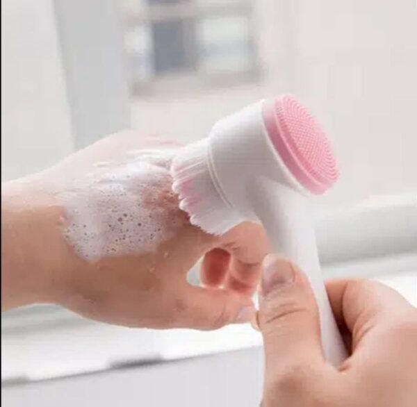 Fennec Mart Silicone Facial Scrub Brush Double Sided Pore Cleansing Brush for Gentle Exfoliation (1 Pcs) (Pink) - Image 2